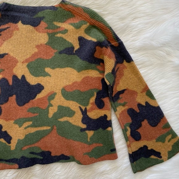 Madewell Orange Camo Wide Sleeve Wool Sweater - Picture 7 of 9